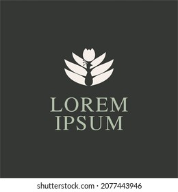 Lotus-tailed peacock logo. Vector illustration design template