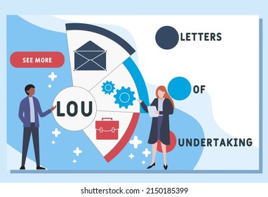 LOU - Letters Of Undertaking acronym. business concept background. vector illustration concept with keywords and icons. lettering illustration with icons for web banner, flyer, landing pag