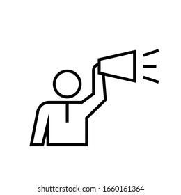Loud attention line icon, concept sign, outline vector illustration, linear symbol.