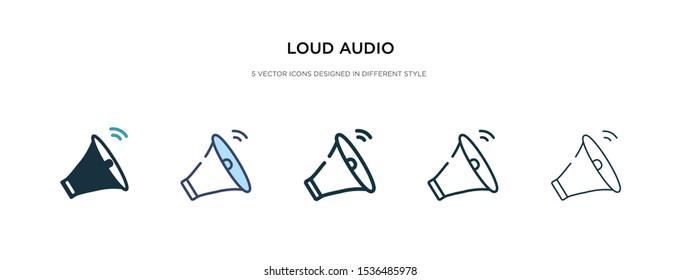 loud audio icon in different style vector illustration. two colored and black loud audio vector icons designed in filled, outline, line and stroke style can be used for web, mobile, ui