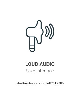 Icono vectorial de contorno de audio alto. Icono de audio en blanco y negro, ilustración de elemento simple vectorial plano del concepto de interfaz de usuario editable trazo aislado en fondo blanco