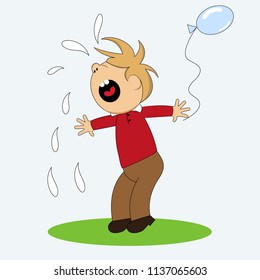 Loud crying child in the street. Vector illustration