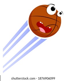 Loud funny crazy ball for basketball flies with great speed after strong throw. Sport equipment. Vector