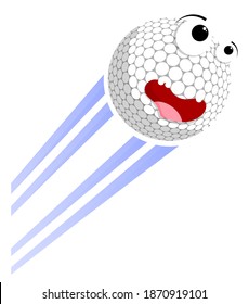 Loud funny crazy golf sport ball flies with great speed after great hit. Sport equipment. Vector