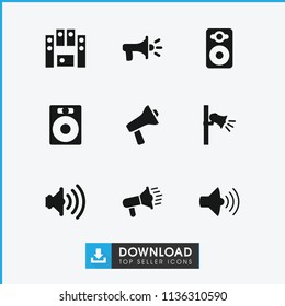 Loud icon. collection of 9 loud filled icons such as speaker, volume. editable loud icons for web and mobile.