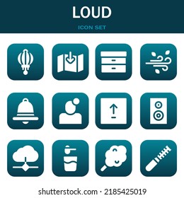loud icon set. Vector  illustrations related with Lantern, Download and Filing