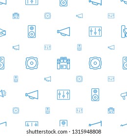 loud icons pattern seamless white background. Included editable outline megaphone, loud speaker set, loudspeaker, loud speaker, sliders, volume icons. icons for web and mobile.