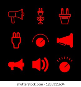 loud icons set with volume control, audio speaker on and megaphone vector set