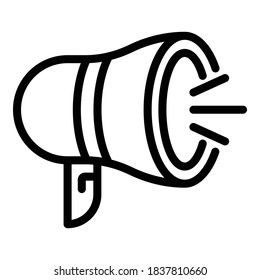 Icono megáfono alto. Icono de vector megáfono ruidoso de contorno para diseño web aislado en fondo blanco