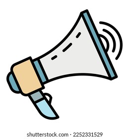 Loud megaphone icon. Outline loud megaphone vector icon color flat isolated on white