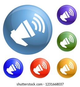 Loud megaphone icons set vector 6 color isolated on white background