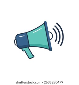 Megafone alto com ondas sonoras anunciando estratégias de marketing e conscientização pública