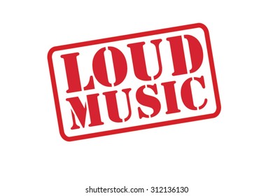 LOUD MUSIC red Rubber Stamp vector over a white background.