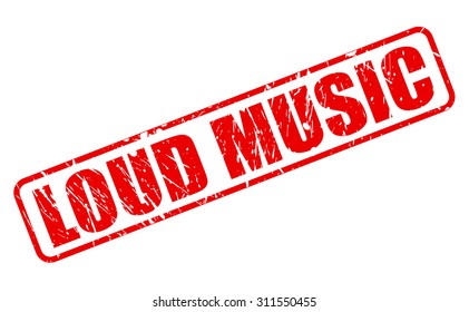 Loud Music red stamp text on white