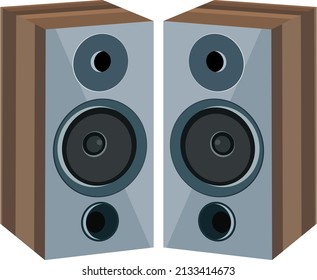 Loud music speakers, illustration, vector on a white background.
