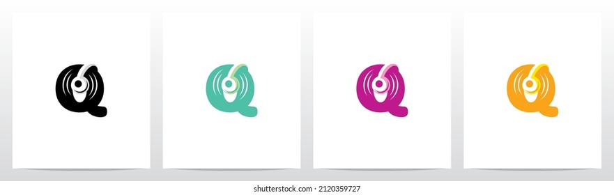  Loud Noise Headphone On Letter Logo design Q