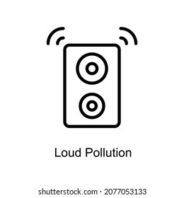 Loud Pollution vector outline icon. Illustration style EPS 10 file format