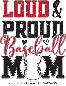 Loud and Proud Baseball Mom, Softball Silhouette, Baseball Clip Art