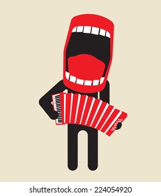 loud singing accordion player