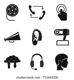 Loud sound icons set. Simple set of 9 loud sound vector icons for web isolated on white background