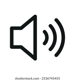 Ícone de IU de volume de som alto, símbolo de vetor de interface de usuário de linha simples de áudio