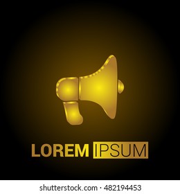 Loud Speaker 3D Golden Metallic Premium Royal Corporate Logo / Icon