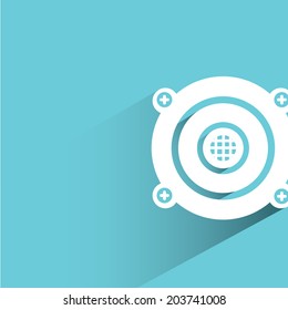 loud speaker, blue background, flat and shadow theme