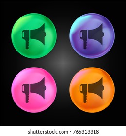 Loud speaker crystal ball design icon in green - blue - pink and orange.