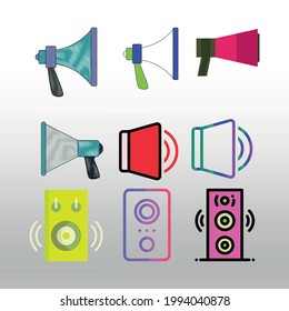 Loud speaker facing icon or logo isolated sign symbol vector illustration,right icon in filled,thin line,outline and stroke style Collection of high quality color style vector icon,gradient background
