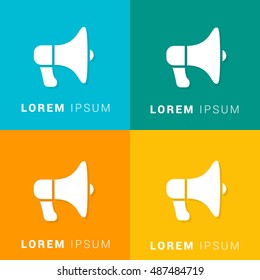 Loud Speaker Four Color Material Designed Icon / Logo