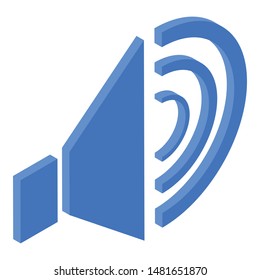 Loud speaker icon. Isometric of loud speaker vector icon for web design isolated on white background