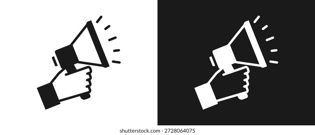 Lautsprecher-Symbol Set Glyphe auf weißem und schwarzem Hintergrund