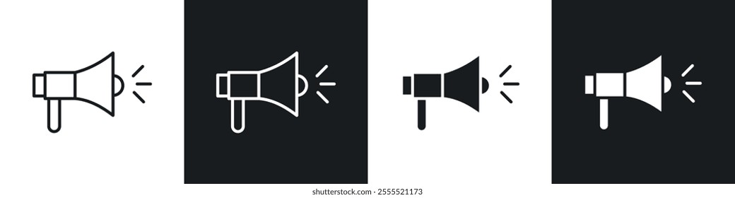 Loud Speaker icon vector collection in black and white.