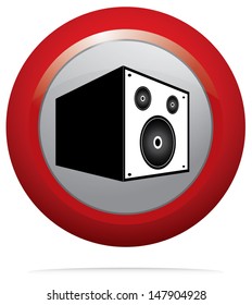 Loud speaker icon vector. isolated red web button. 