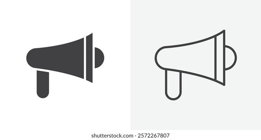 Loud Speaker icons. flat and line style set