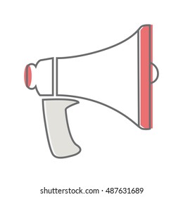 Loud speaker isolated on white. Video marketing. Approaches, methods and measures to promote products and services based on video. Online video, internet technology and media social marketing