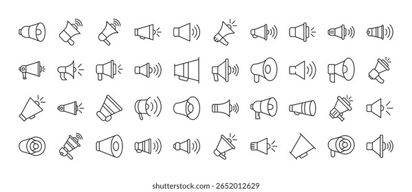 Alto-falante Moderno Estilo Contorno Ícones para Design, Cartões, Aplicativos, Redes Sociais 