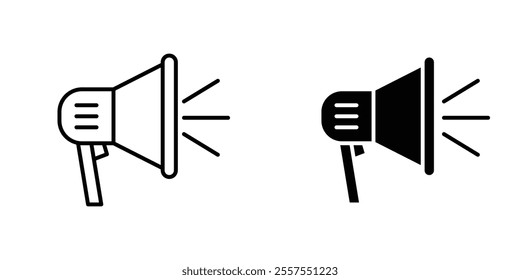 Loud Speaker outlined and solid icon vector collection.