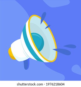 loud speaker placed on a blue background vector illustrator