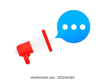 altavoz alto y mensaje emergente de burbuja. Ilustración del vector