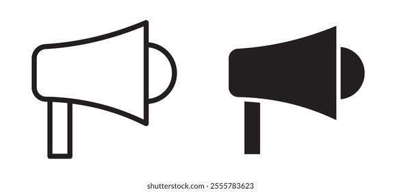 Loud Speaker vector icon set in black color.