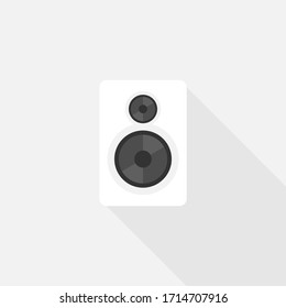 Loud Speaker white color, Music audio equipment, Vector design of flat icon on isolated background.
