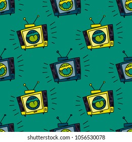 Loud television seamless pattern. Original design for print or digital media.