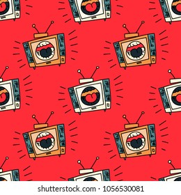 Loud television seamless pattern. Original design for print or digital media.