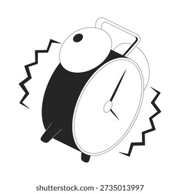 2-D-Line-Objekt mit lautem Vibrationsalarm. Weckende Armbanduhr klingelt. Beeilen Sie sich. Einsendeschluss für das Wecken. Am Morgen aufwachende Dringlichkeit isoliertes Element der Kontur der Clipart-Vektortinte. Schwarzweißdarstellung