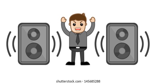 Loud Volume Speaker - Office Character - Vector Illustration