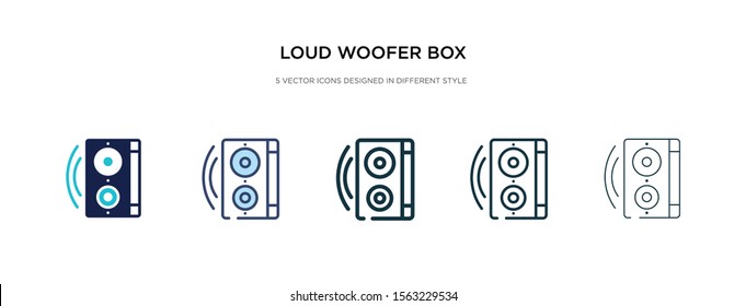loud woofer box icon in different style vector illustration. two colored and black loud woofer box vector icons designed in filled, outline, line and stroke style can be used for web, mobile, ui