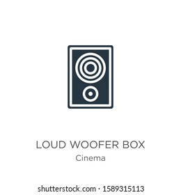 Loud woofer box icon vector. Trendy flat loud woofer box icon from cinema collection isolated on white background. Vector illustration can be used for web and mobile graphic design, logo, eps10