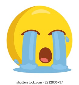 Loudly Crying Emoji Icon Illustration. Sad Tears Vector Symbol Emoticon Design Doodle.	