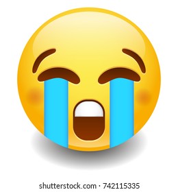 Loudly Crying Emoji Smiley Face Vector Design Art